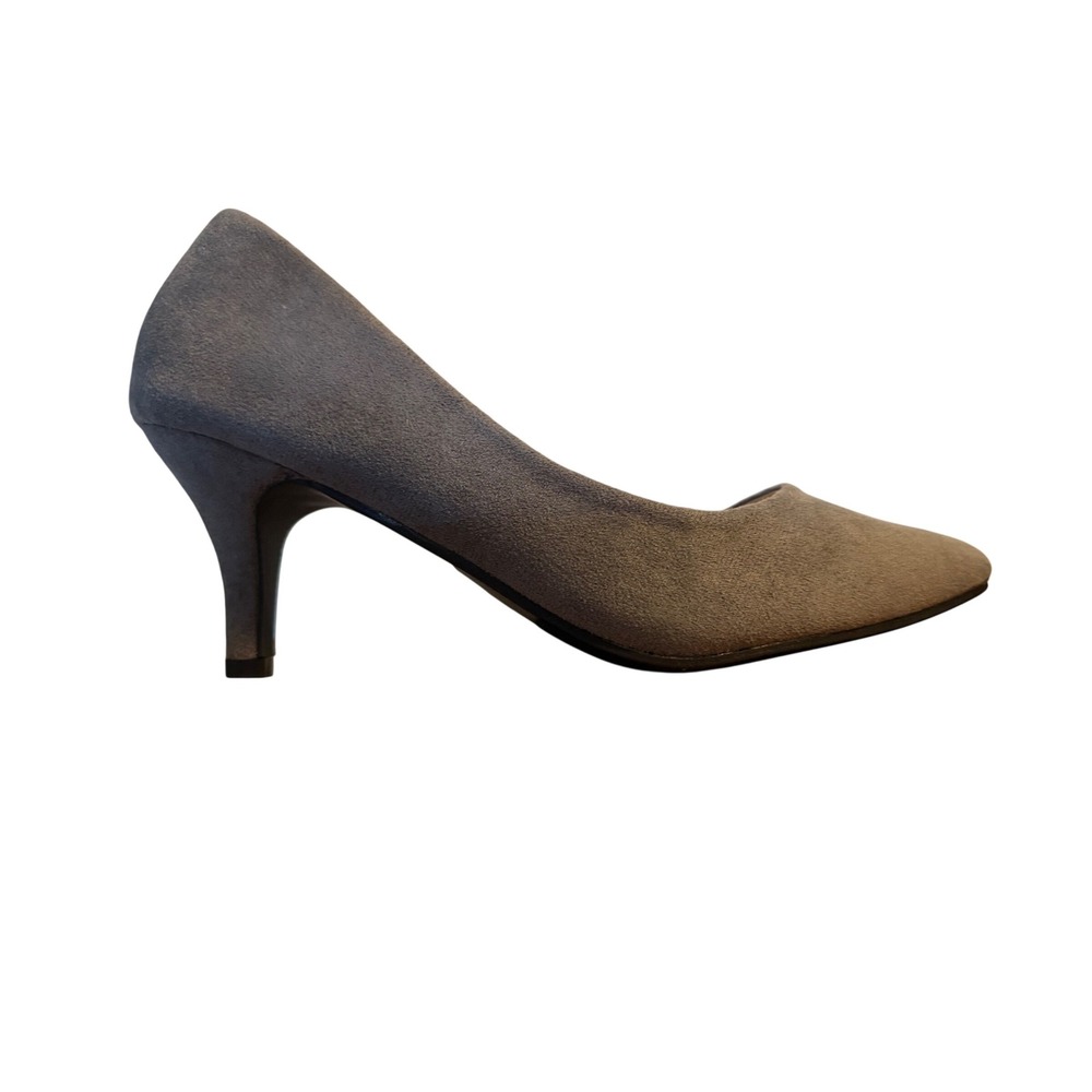 Illude Cherry Grey Faux Suede Pointed Toe Kitten Heel Pumps‎ Womens Size 7.5